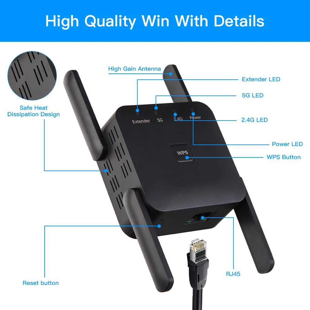 Repetidor WiFi 1200Mbps 2,4 GH - Wifi Range Extender reseña y precio